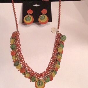New Fun Fashion Necklace Set,lightweight metal,18”Lw3”ext.